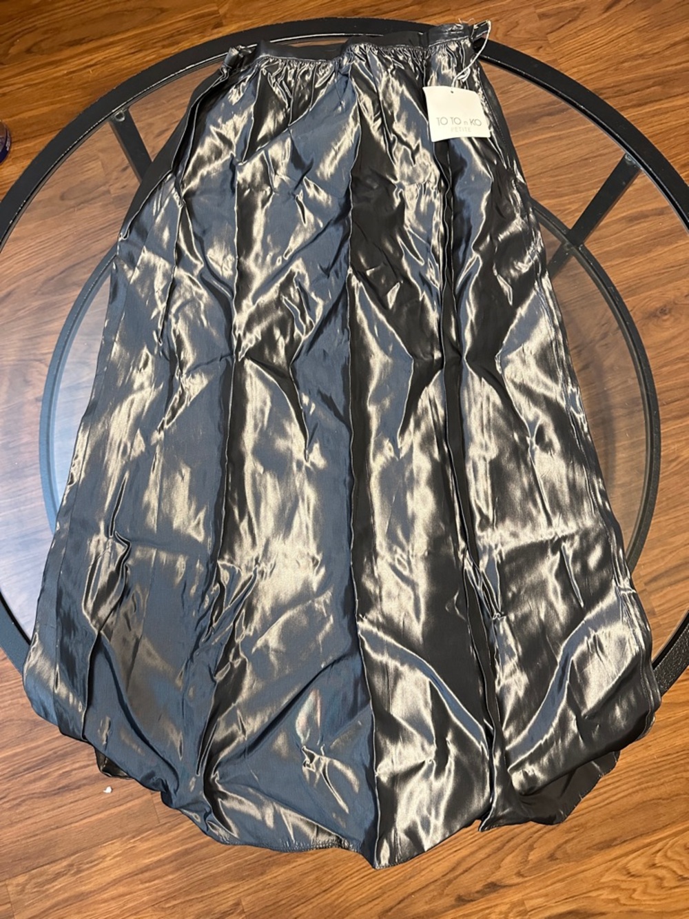 Vintage To To Ko NWTS Shiny dark silver Satin Maxi Skirt PETITE SZ 6